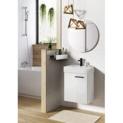 Elita Waschplatz Diego 45 Cm Soft-Close-Tür Weiß Hochglanz -Wenko Verkäufe 02490648524 11026800 AB 01