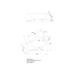 Geberit Eckbadewanne Renova 150 Cm Weiß Rechts -Wenko Verkäufe 0570 print masszeichnung 1