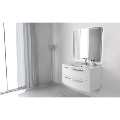 Badmöbel-Set Rondi 100 Cm Esche Weiß Nachbildung 3-teilig 1 Badmöbel-Set Rondi 100 Cm Esche Weiß Nachbildung 3-teilig