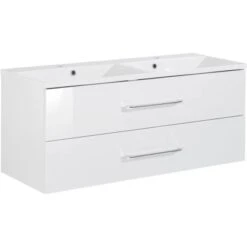 Fackelmann Doppel-Waschtisch B.clever 120 Cm Weiß Hochglanz Mit Softclose-System