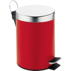 Treteimer Metall Pulverbeschichtet 3 L Rot-Chrom