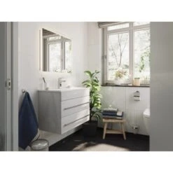 Posseik Badmöbel-Set 80 Cm Vela 80S SlimLine Weiß Hochglanz 3-teilig