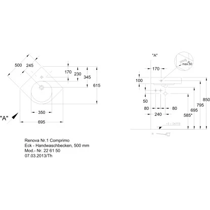 Geberit Eckwaschbecken Renova Compact 69,5 Cm Weiß 2 Geberit Eckwaschbecken Renova Compact 69,5 Cm Weiß – Bild 2