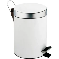 Treteimer Metall Pulverbeschichtet 3 L Weiß-Chrom