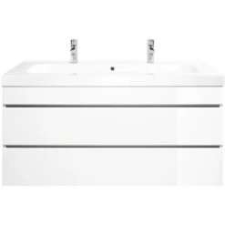 Posseik Doppel-Waschplatz 120 Cm Metis Weiß Hochglanz