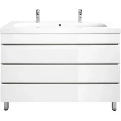 Posseik Stand-Doppel-Waschplatz 120 Cm Metis Weiß Hochglanz