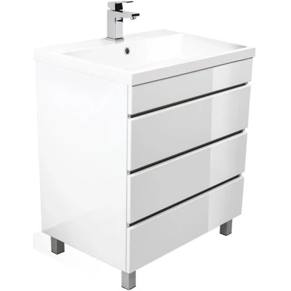 Posseik Stand-Waschplatz 70 Cm Amilia Weiß Hochglanz 3 Posseik Stand-Waschplatz 70 Cm Amilia Weiß Hochglanz – Bild 3