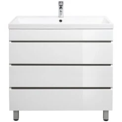 Posseik Stand-Waschplatz 80 Cm Amilia Weiß Hochglanz