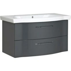 Pelipal Waschbeckenunterschrank 90 Cm Quantum 3 Anthrazit Hochglanz