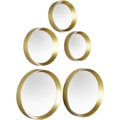 Mirrors & More Dekospiegel 5er-Set Lia Schwarz-Gold Ø 25, 23, 18 Und 2x 15 Cm