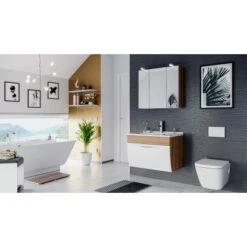 Posseik Badmöbel-Set Salona Eiche Hell-Weiß 3-teilig