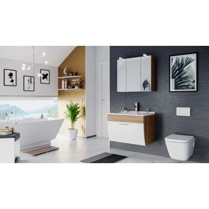 Posseik Badmöbel-Set Salona Eiche Hell-Weiß 3-teilig 1 Posseik Badmöbel-Set Salona Eiche Hell-Weiß 3-teilig