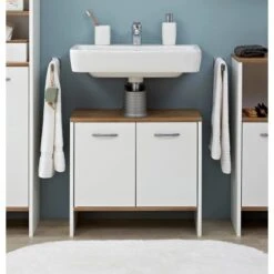 Pelipal Waschbeckenunterschrank 62 Cm Quickset 305 Weiß Perl-Riviera Eiche