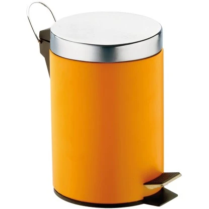 Treteimer Metall Pulverbeschichtet 3 L Orange-Chrom 1 Treteimer Metall Pulverbeschichtet 3 L Orange-Chrom