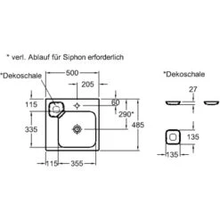 Geberit Waschbecken ICon 50 Cm Mit Dekoschale Links -Wenko Verkäufe 3461 print masszeichnung 5
