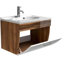 Posseik Waschplatz 70 Cm Salona Walnuss-Weiß 10 Posseik Waschplatz 70 Cm Salona Walnuss-Weiß -Wenko Verkäufe 3721610 4873 5