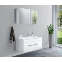 Posseik Badmöbel-Set Viva 100 Cm Weiß Hochglanz 2-teilig