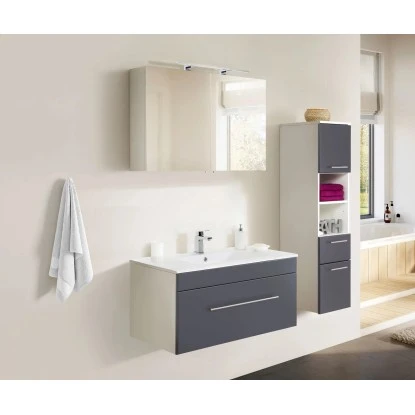 Posseik Badmöbel-Set Viva 100 Cm Anthrazit Seidenglanz 3-teilig 1 Posseik Badmöbel-Set Viva 100 Cm Anthrazit Seidenglanz 3-teilig