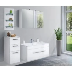 Posseik Badmöbel-Set Viva 100 Cm Weiß Hochglanz 4-teilig