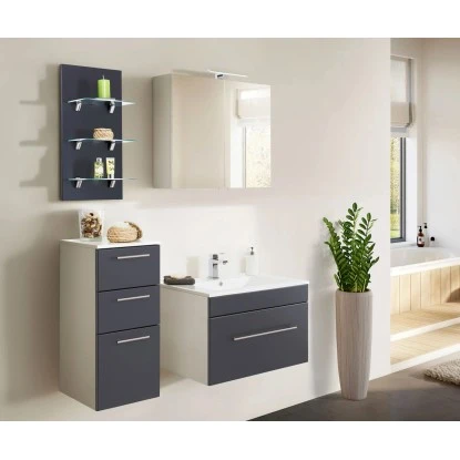 Posseik Badmöbel-Set Viva 75 Cm Anthrazit Seidenglanz 4-teilig 1 Posseik Badmöbel-Set Viva 75 Cm Anthrazit Seidenglanz 4-teilig