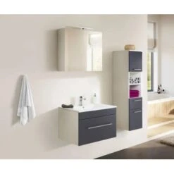 Posseik Badmöbel-Set Viva 75 Cm Anthrazit Seidenglanz 3-teilig