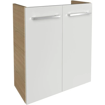 Fackelmann Waschbeckenunterschrank SBC 55 Cm Sandeiche/Weiß Hochglanz 1 Fackelmann Waschbeckenunterschrank SBC 55 Cm Sandeiche/Weiß Hochglanz