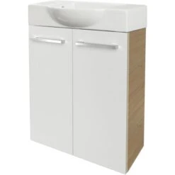 Fackelmann Waschbeckenunterschrank SBC 55 Cm Sandeiche/Weiß Hochglanz 8 Fackelmann Waschbeckenunterschrank SBC 55 Cm Sandeiche/Weiß Hochglanz -Wenko Verkäufe 4008033846424 3254 03