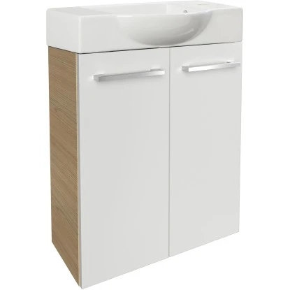 Fackelmann Waschbeckenunterschrank SBC 55 Cm Sandeiche/Weiß Hochglanz 4 Fackelmann Waschbeckenunterschrank SBC 55 Cm Sandeiche/Weiß Hochglanz – Bild 4