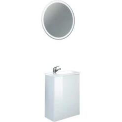 Fackelmann Waschbeckenunterschrank SBC 45 Cm Weiß/l. Glas Weiß Links -Wenko Verkäufe 4008033860130 3254 04