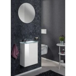 Fackelmann Waschbeckenunterschrank SBC 45 Cm Weiß/l. Glas Weiß Links -Wenko Verkäufe 4008033860130 3254 05