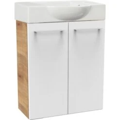 Fackelmann Waschbeckenunterschrank SBC 55 Cm Asteiche/Weiß Hochglanz -Wenko Verkäufe 4008033860741 3254 03