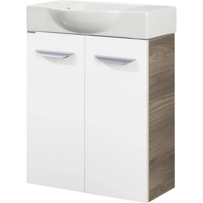 Fackelmann Waschbeckenunterschrank SBC 55 Cm Steinesche/Weiß Hochglanz 2 Fackelmann Waschbeckenunterschrank SBC 55 Cm Steinesche/Weiß Hochglanz – Bild 2