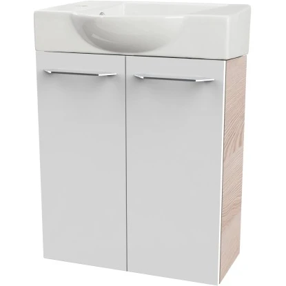 Fackelmann Waschbeckenunterschrank SBC 55 Cm Alaska Esche/Weiß Hochglanz 2 Fackelmann Waschbeckenunterschrank SBC 55 Cm Alaska Esche/Weiß Hochglanz – Bild 2