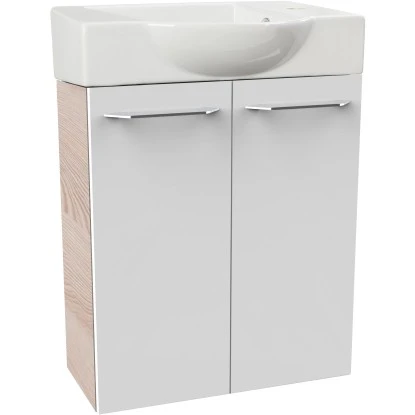 Fackelmann Waschbeckenunterschrank SBC 55 Cm Alaska Esche/Weiß Hochglanz 3 Fackelmann Waschbeckenunterschrank SBC 55 Cm Alaska Esche/Weiß Hochglanz – Bild 3