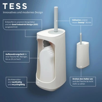 Tiger Tess Toilettenbürstenhalter Mit Speicherkapazität Und Swoop® Weiß/Hellgrau 9 Tiger Tess Toilettenbürstenhalter Mit Speicherkapazität Und Swoop® Weiß/Hellgrau – Bild 9