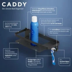 Tiger Caddy Duschkorb Mit Handtuchhaken 32 Cm Schwarz 11 Tiger Caddy Duschkorb Mit Handtuchhaken 32 Cm Schwarz -Wenko Verkäufe 4008911401028 4621 8