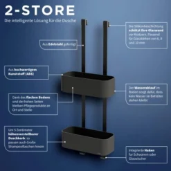 Tiger 2-Store Duschregal Zum Aufhängen 25 Cm Schwarz -Wenko Verkäufe 4008911500059 4621 7
