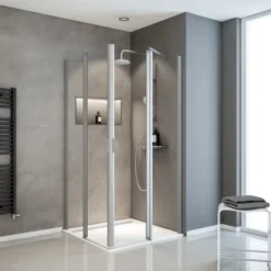 Schulte Eckeinstieg 4-teilig Sunny Alu-Natur Echtglas Klar Hell 192 Cm X 80 Cm