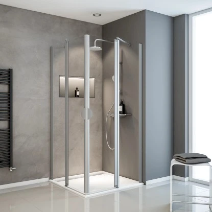 Schulte Eckeinstieg 4-teilig Sunny Alu-Natur Echtglas Klar Hell 180 Cm X 90 Cm 1 Schulte Eckeinstieg 4-teilig Sunny Alu-Natur Echtglas Klar Hell 180 Cm X 90 Cm