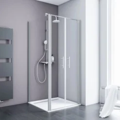 Schulte Pendeltür Alexa Style 2.0 Alu-Natur Glas Klar Hell 90x90x92 Cm