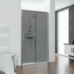 Schulte 2-tlg. Schiebetür Kristall/Trend Festelement Li. Chromoptik 140x200 Cm