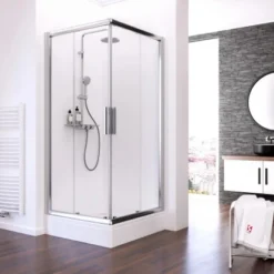 Schulte ExpressPlus Set Eckeinstieg Kristall/Trend Mit Duschwanne 185x80cm