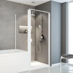 Schulte Sunny Drehtür Mit Verkürzter Seitenwand Echtglas Klar Alpinweiß