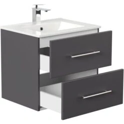 Posseik Waschplatz Homeline 60 Cm Anthrazit Seidenglanz -Wenko Verkäufe 4250524173360 4