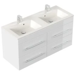 Posseik Badmöbelset Argos Weiß Hochglanz Inkl. LED Spiegel Mit Touch-Funktion EE -Wenko Verkäufe 4250524191906 1 1