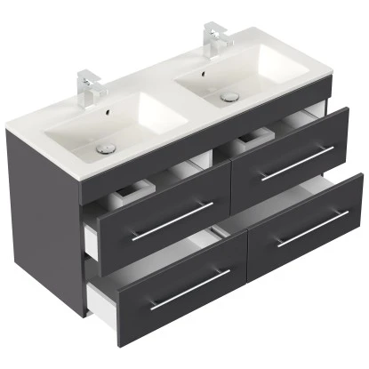 Posseik Badmöbelset Argos Anthrazit Seidenglanz Inkl. LED Spiegel Mit Touch-Funk 4 Posseik Badmöbelset Argos Anthrazit Seidenglanz Inkl. LED Spiegel Mit Touch-Funk – Bild 4