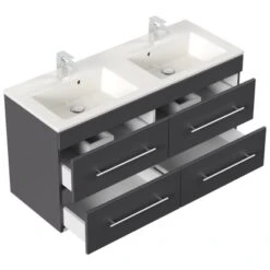 Posseik Badmöbelset Argos 4-tlg. Inkl. Spiegelschrank Anthrazit Seidenglanz -Wenko Verkäufe 4250524191913 2