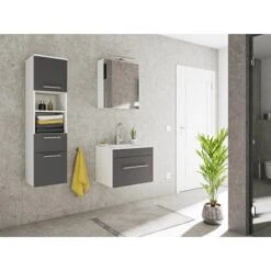 Posseik Badmöbel-Set Viva 60 Cm Anthrazit Seidenglanz 3-teilig