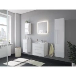 Posseik Badmöbel-Set Homeline 60 Cm Weiß Hochglanz 5-teilig