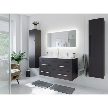 Posseik Badmöbelset Argos Anthrazit Seidenglanz Inkl. LED Spiegel Mit Touch-Funk 1 Posseik Badmöbelset Argos Anthrazit Seidenglanz Inkl. LED Spiegel Mit Touch-Funk